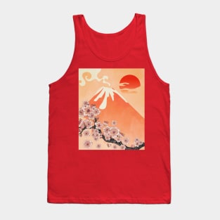 Sakura branch and volcano Tank Top